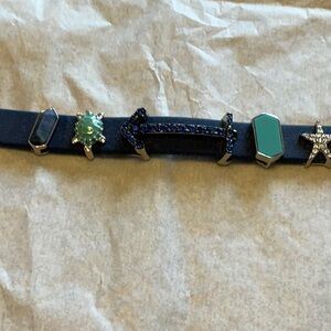 Stella & Dot Navy Keep Charm Bracelet with Blue, Turquoise and Green Charms